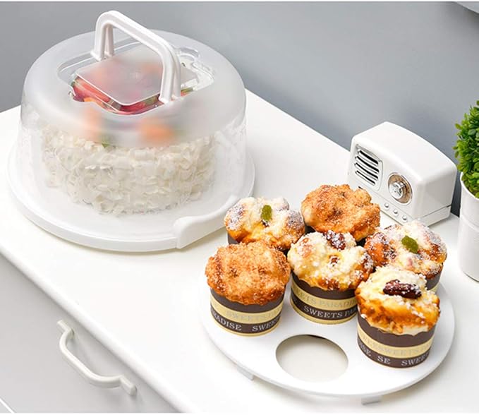 Cake Carrier Storage Container, Cake Carrier With Lid And Handle,Transparent Dome Reusable Airtight Box,Cupcake Saver Cake Holder Serves for Doughnuts Cupcake Parties, Dustproof Food Storage