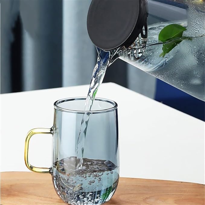 GLigeT Iced Tea Pitcher Thickened Heat-Resistant Glass Water Pitcher Large-Capacity Household Kitchen Drinkware Carafe Milk Coffee Tea Pot 1600ml Water Jug