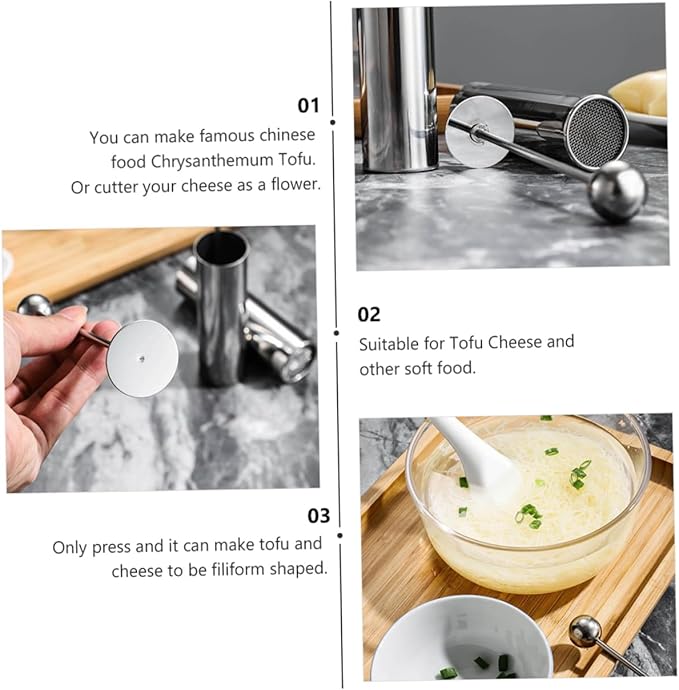 Hemobllo 2 pcs Stainless Steel Tofu Cutter Mold Handy Manual Press Slicer for Shredding Tofu and Cheese and Filamentous Dishes and Easy to Use Tool