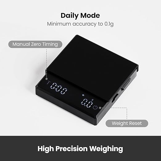 Gemilai Digital Coffee Scales with Timer, 2kg/0.1g High Precision, Accurate Measurement for Espresso and Pour-Over, with LCD Display, Rechargeable