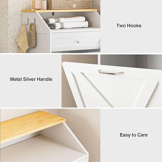 GAZHOME 13 Gallon Tilt Out Trash Cabinet, Upgrade Wooden Recycling Cabinet with Flip Door,White