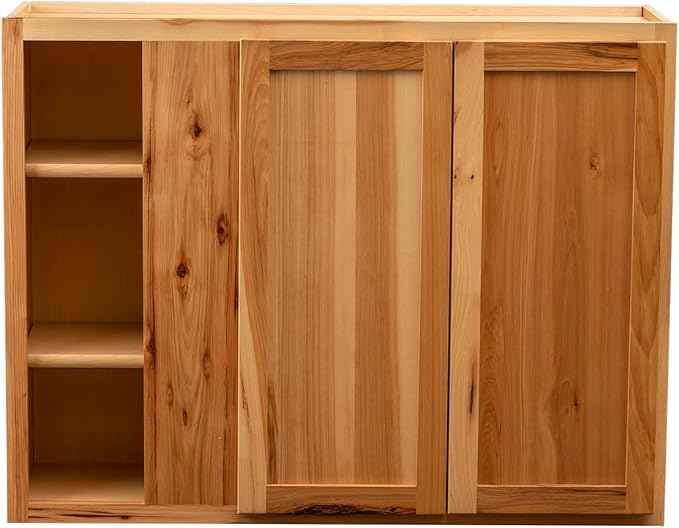 Quicklock RTA (Ready-to-Assemble) 42" Tall Wall Kitchen Cabinets - Shaker Style | 100% Hardwood | Made in America | Soft Close Hardware (12" D x 42" W x 42" H Blind Corner, Rustic Hickory)