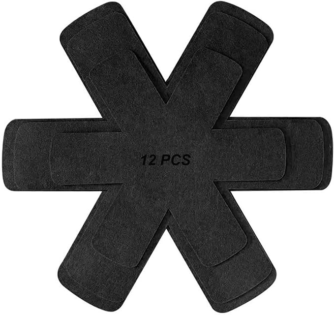 Pot and Pan Protectors 12 Pack 3 Different Sizes Pot Separator for Stacking Cookware Protectors Pan and Pot Dividers Pads Protect Glass Ceramic Dish Plates from Slipping Scratching Marring