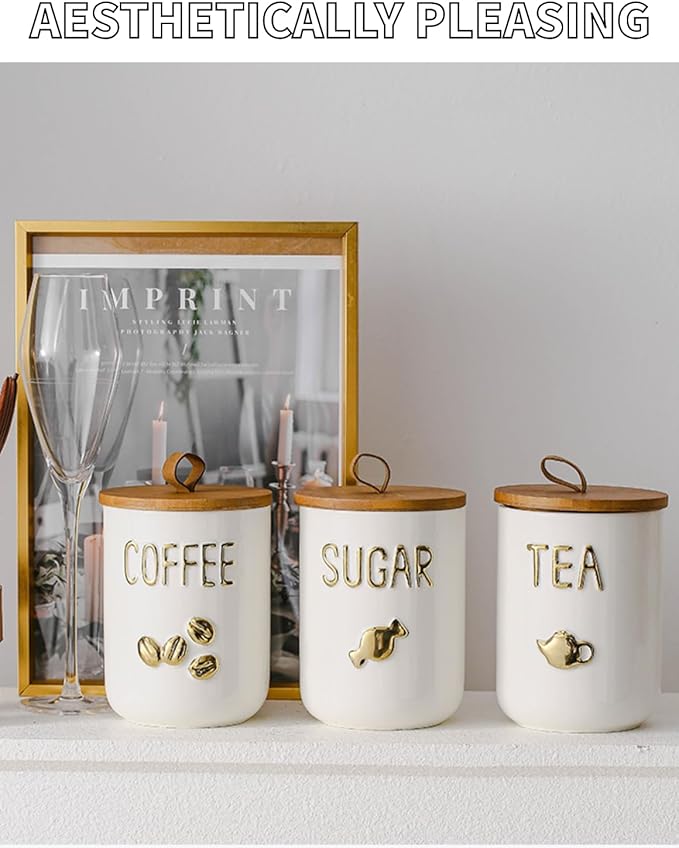Ceramics Tea Canisters with Airtight Seal Lid, Simple Style Loose Leaf Tea Storage Containers for Kitchen Countertop, White Tea Jars (27.05oz/800ml)