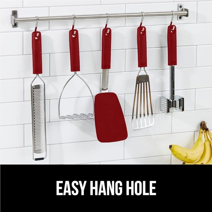 GORILLA GRIP Patented BPA-Free Non-Scratch Spatula, Heat Resistant Flexible Silicone Head for Nonstick Cooking Pans, Soft Rubber Handle, Kitchen Spatulas for Flipping Eggs, Pancakes, 11.6 in, Red