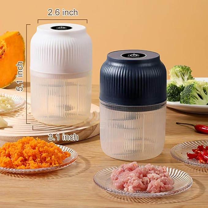 Electric Garlic Chopper, Mini Portable Veggie Chopper, 2026 New Small Garlic Chopper Mincer, USB Rechargeable, Wireless Veggie Grinder, For Mashing Onion, Garlic, Chili, Ginger (2pcs, 3 blades)