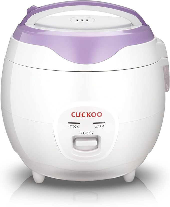 CUCKOO Basic Rice Cooker 6-Cup Uncooked / 12-Cup Cooked, Versatile Rice Maker with Non-Stick Inner Pot, Easy to Use, Auto Keep Warm, White/Purple (CR-0671V)