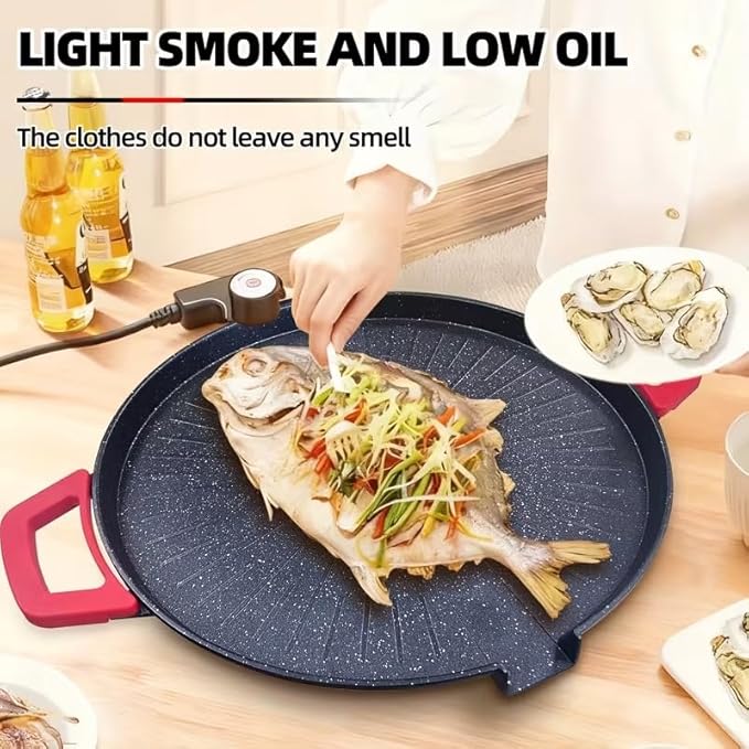 Smokeless Indoor Electric Grill & Nonstick Griddle – Compact, Fast-Heating Tabletop Grill for Steaks, Burgers, Pancakes, BBQ, and Everyday Indoor Cooking (Deep)