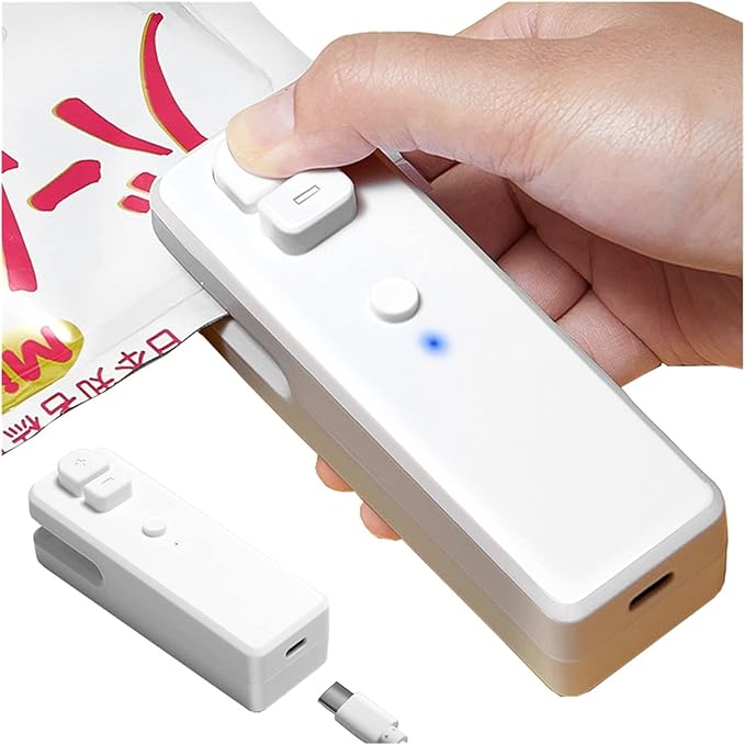 2 in 1 Heat Sealer Mini Handheld Sealing Vacuum Machine Portable USB Charging Food Snack Plastic Storage Bag Sealer Packing Bag