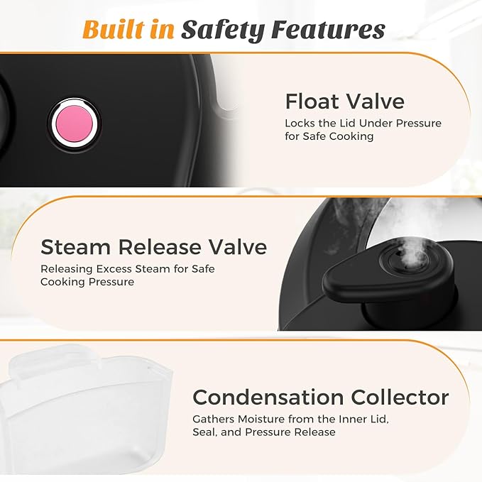NEWBULIG 16-in-1 Electric Pressure Cooker, 8QT Multi Cooker with 12 Presets, Slow Cook Rice Steamer Sauté Soup Meat Stew Canning Yogurt Maker, Ceramic Inner Pot & Recipe Book Included, Black
