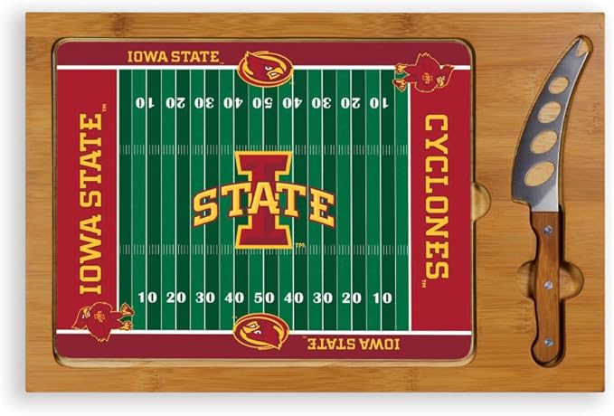 PICNIC TIME NCAA Icon Glass Top Cutting Board & Knife Set, Cheese Boards Charcuterie Boards, Serving Platter, (Parawood & Bamboo)
