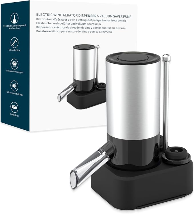 KITCHENDAO Rechargeable Electric Wine Aerator Dispenser and 2-in-1 Wine Aerator Pourer and Stopper