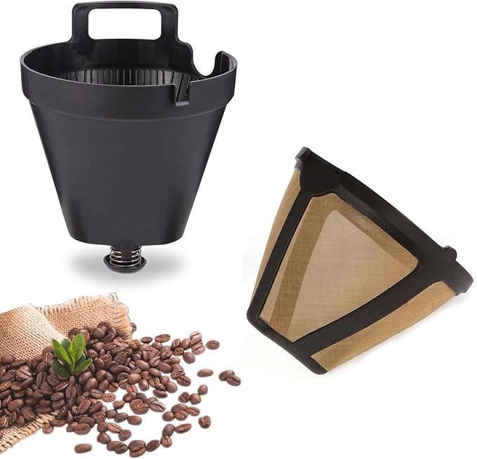 Permanent CE250 CE251 Filter Basket Holder & Gold Tone Filter Set，Compatible with Ninja 12-Cup Programmable Coffee Brewer CE200, CE200BRN, CE200C, CE201, CE201BRN, CE201C