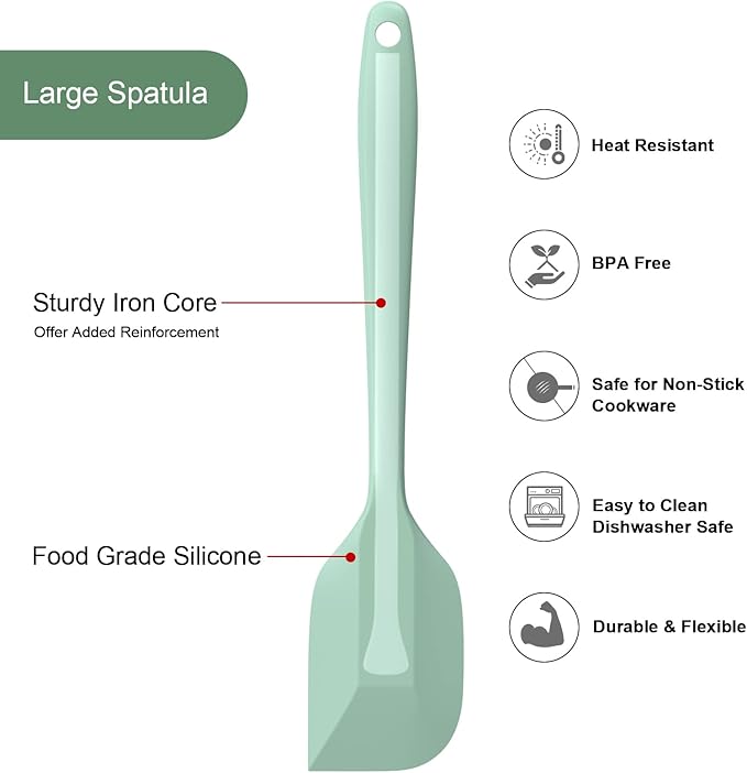 Silicone Spatula Set, Premium Spatulas Silicone Heat Resistant 2 Small & 2 Large Flexible Scraper for Nonstick Cookware, Rubber Spatula for Kitchen Mixing Baking Cooking Use, Soft Spatula - Set of 4