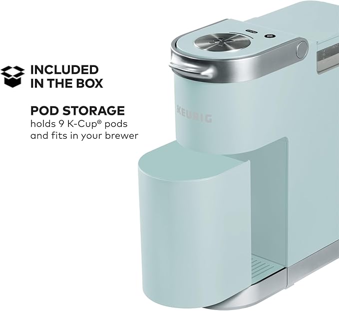 Keurig K-Mini Plus Single Serve K-Cup Pod Coffee Maker, with 6 to 12oz Brew Size, Stores up to 9 K-Cup Pods, Travel Mug Friendly, Misty Green