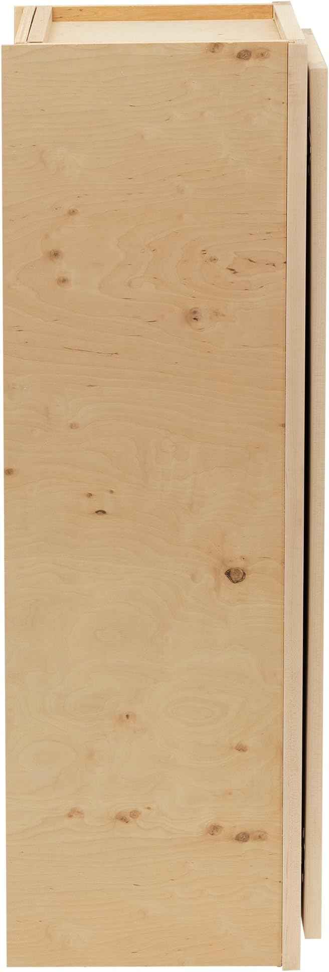 Quicklock RTA (Ready-to-Assemble) 42" Tall Wall Kitchen Cabinets - Shaker Style | 100% Hardwood | Made in America | Soft Close Hardware (Raw Maple, 12" D x 15" W x 42" H)