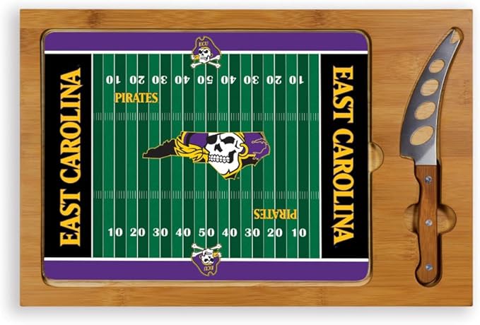 PICNIC TIME NCAA Icon Glass Top Cutting Board & Knife Set, Cheese Boards Charcuterie Boards, Serving Platter, (Parawood & Bamboo)