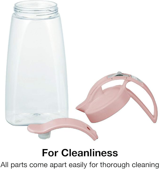 Airtight Beverage Pitcher with Lid for Drinks, Slim 74 oz (2.3 Qt) Tea Juice Water Jug, Leakproof Easy Pour Spout Refrigerator Container, BPA-Free SAN Plastic, Made in Japan (Pink)