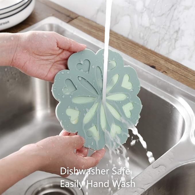 Set of 4 Silicone Trivet Mat - Hot Pot Holder Hot Pads for Table & Countertop - Trivet for Hot Dishes - Non-Slip & Heat Resistant Modern Kitchen Hot Pads for Pots & Pans, Grey