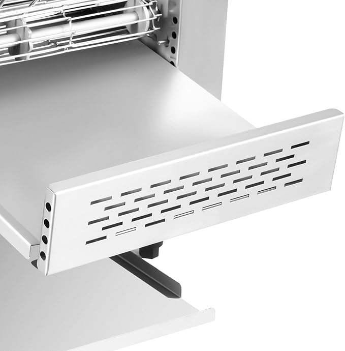 Commercial Conveyor Toaster 2200W, 300 Slices/Hour Stainless Steel Bread Oven with Dual Temp Control & Double Chutes - 7-Speed Adjustable