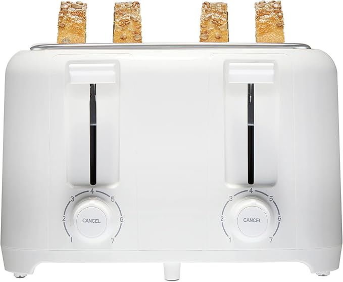 Proctor Silex 4 Slice Toaster with Extra Wide Slots for Bagels, Cool-Touch Walls, Shade Selector with 7 Browning Levels, Toast Boost, Auto Shut-off and Cancel Button, White (24214PS)
