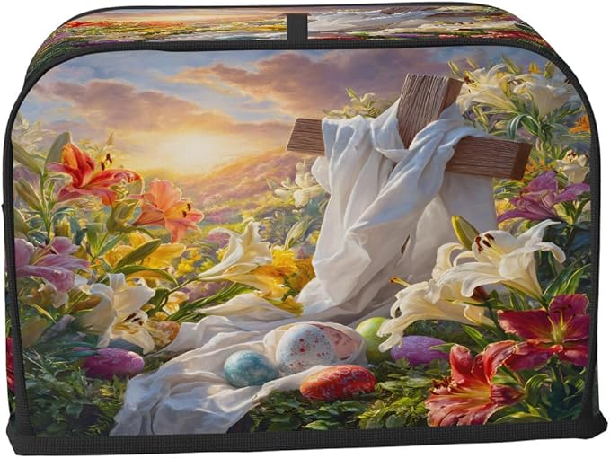 Easter Eggs Flowers Art Toaster Cover 2 Slice Dust and Fingerprint Protection Toaster Bread Maker Covers Washable Kitchen Small Appliance Covers for Kitchen Accessories Decor Bakeware Women Gift