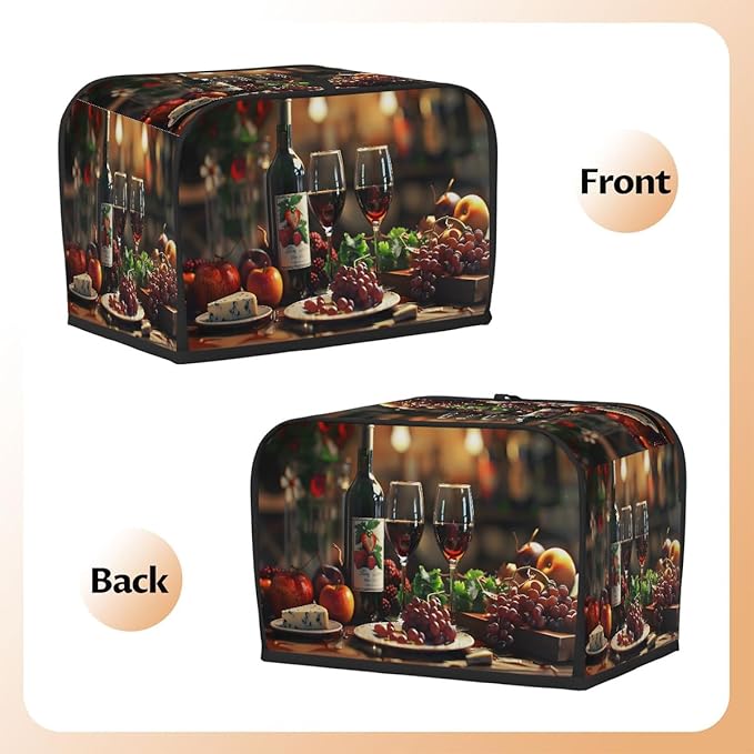 Fruit Apple Grape Wine Toaster Cover 2 Slice Dust and Fingerprint Protection Toaster Bread Maker Covers Washable Kitchen Small Appliance Covers for Kitchen Accessories Decor Bakeware Women Gift