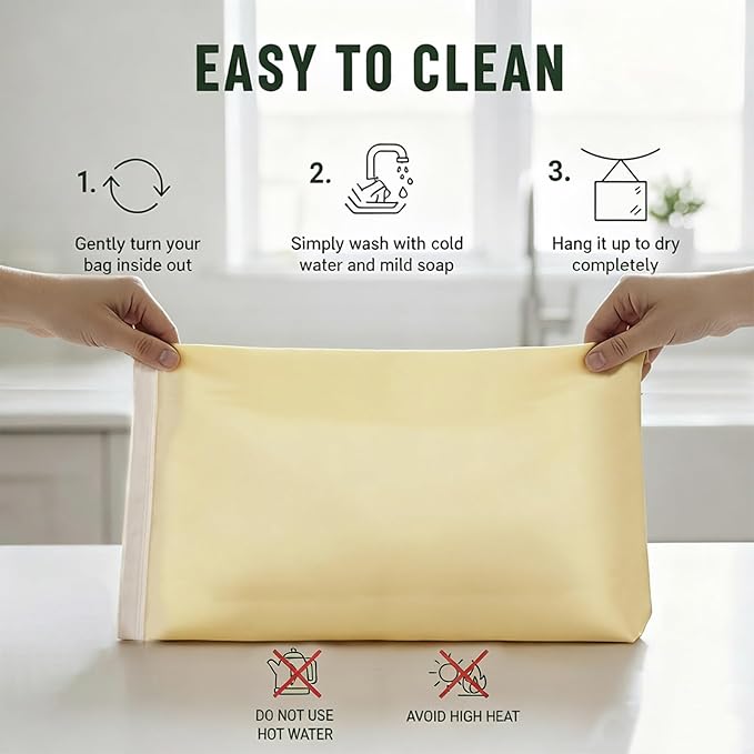 PIPI&TITI Reusable Beeswax Bread Bag for Homemade Bread,XL Sourdough Bread Bag (2-packs),17x12.6 inches Food Storage,Portable Cotton and Beeswax Bag,Freezer-Friendly