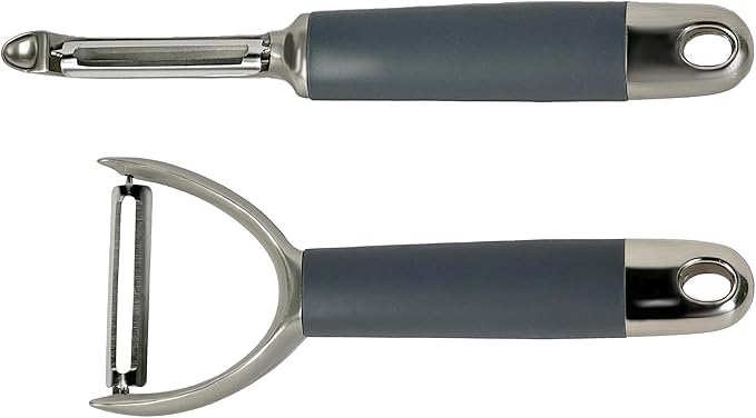 BYVOV Zinc Alloy Peeler Set, 2 Pieces Ergonomic Kitchen Tools for Fruits & Vegetables | Straight & Julienne Peelers for Effortless Peeling & Garnishing