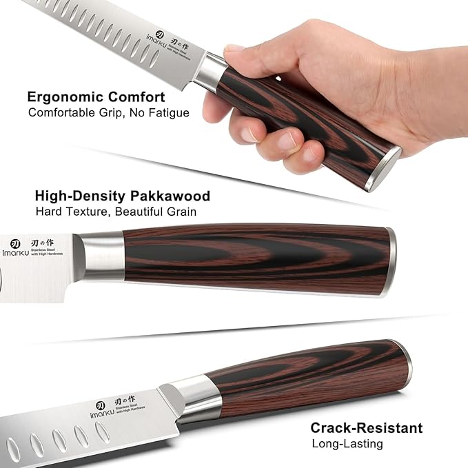 imarku Brisket Knife, 12 Inch Ultra Sharp Carving Slicing Knife for Brisket, BBQ, Turkey, Ham, Ribs, and Roast Beef, Japanese High Carbon Stainless Steel Blade, Ergonomic Pakkawood Handle, Gift Box