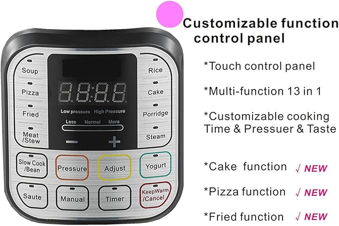 16 in 1 Multi Cooker, Dishwasher Stainless steel Pressure Cooker for Slow Cooker Rice Cooker Steam Pot Food Warmer (US Plug 110V)