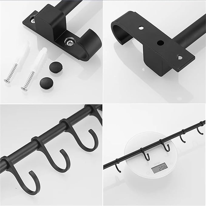 Kitchen Rail with 8 Hooks, 20 Inch Wall Mounted Hanging Utensil Rack Kitchen Utensil Hanger for Kitchen