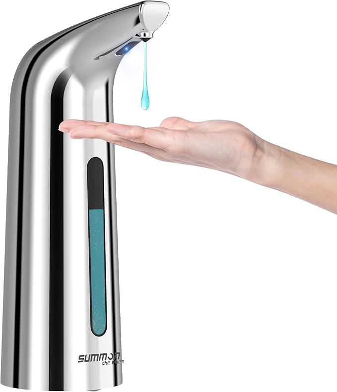 Automatic Soap Dispenser Touchless,400ML Hand & Dish Countertop Electric Liquid Rechargeable Dispenser with Sensor,Modern 4 Gear Adjustable Waterproof Kitchen Auto Soap Pump（Silver）