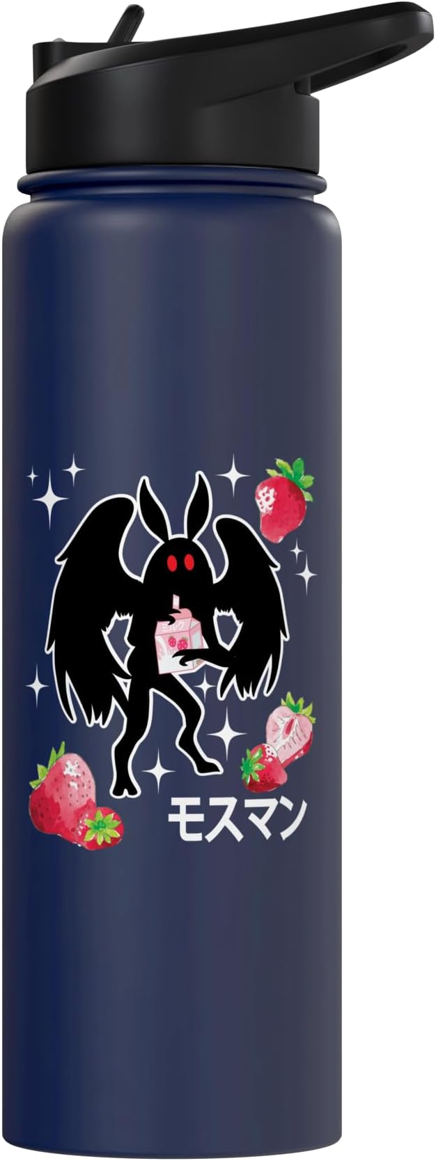 Mothman Kawaii Strawberry Milk Shake Carton Stainless Steel Insulated Water Bottle