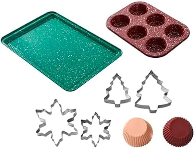 Chicago Metallic 12 Piece Holiday Baking Set, Perfect For Baking Holiday Cookies, Cupcakes, Muffins, and Much More