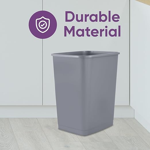 Superio 4.5 Gallon Slim Plastic Trash Can – Unlidded Medium Waste & Recycle Bin Only for Under Desk, Kitchen Cabinet, Office, Bedroom, Bathroom, Dorm, Indoor & Outdoor Use (18 Qt, Grey)
