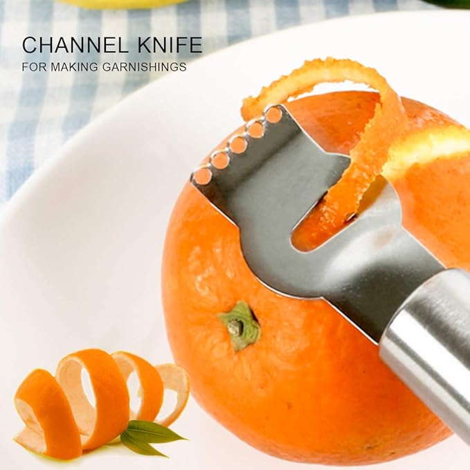 Stainless Steel Lemon Zester Grater, Lemon zester tool,citrus zester tool for Orange Citrus Peeler with Channel Knife