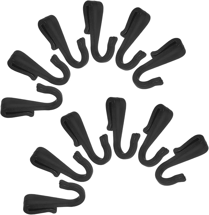 YARNOW 12pcs Black Plastic S-Shaped Multi-Purpose Kitchen Utensil Hooks with Clip-on Design for Wire Shelving, Hanging Storage Rack for Kitchen, Office, and Bathroom Organization