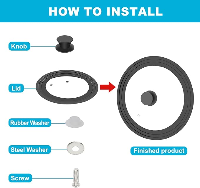 Universal Lids for Pots, Pans and Skillets, Fits 7", 8", 9", 10", 11", 12" Cookware, Universal Pan Lid and Pot Lid with Tempered Glass and Silicone Edging (2 Pack)