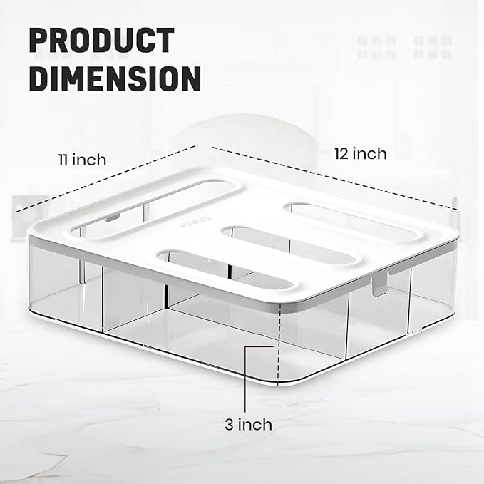 HIMUS Food Storage Bag Organizer - 4 in 1 Plastic Baggie Organizer for Drawer | Compatible with Sandwich, Snack, Gallon, Quart & Slider | Plastic Bag Organizers Kitchen Storage| Wall & Drawer Mount
