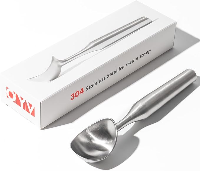 Stainless Steel Ice Cream Scoop, Ergonomically Designed Handle for Comfort, Heavy Duty Ice Cream Scooper, One-Piece Design Ice Cream Scoops, Dishwasher Safe.