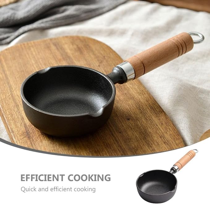 Cast Iron Small Oil Pan with Pour Spout Mini Butter Melting Pot for Stir-Frying Eggs Vegetables and Heating Oil 11.81 Inch Kitchen Cookware