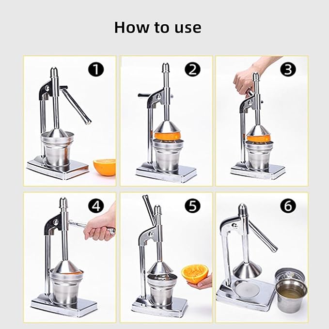 Cast Iron Juicer Hand Press, Cast Iron Stainless Steel Manual Hand Citrus Juicer, Heavy Duty Countertop Professional Commercial Manual Fruit for Fresh Orange Juice, Lemon, Pomegranate