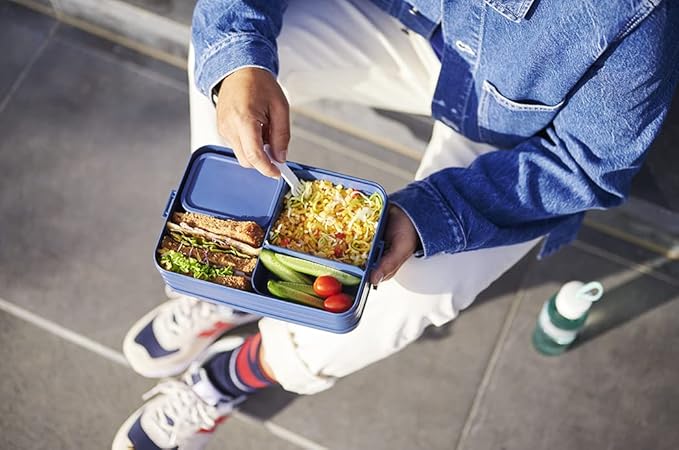 Mepal – Bento Lunchbox Take A Break Large – Lunch Box With Bento Box – Lunch Box For Sandwiches, Small Snacks & Left Overs – Snack & Lunch - 1500 ml - Nordic Blue