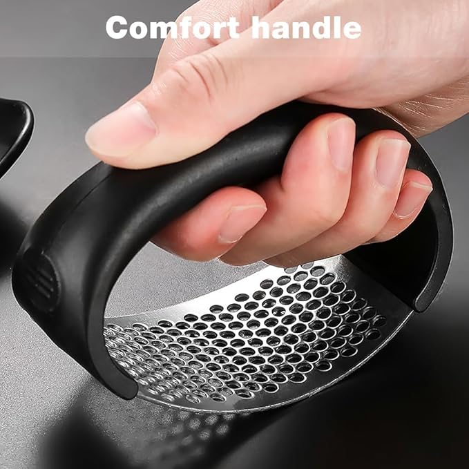 Premium Stainless Steel Garlic Press - Ergonomic Manual Crusher for Fast Garlic Slicing, Dishwasher Safe, Compact Size, Ideal for Home & Travel (3)