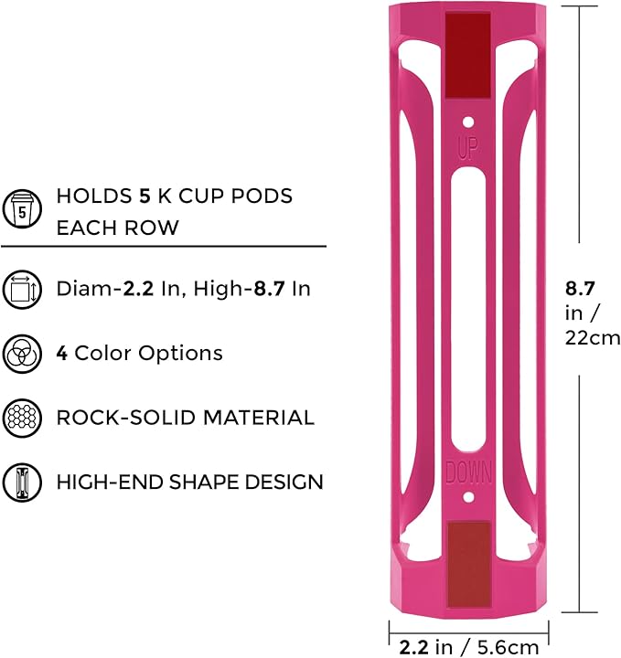 K Cup Holder for Keurig: Coffee Pod Holder for Counter Small Space - Kcup holders for Wall Mount (3, Rose Red)