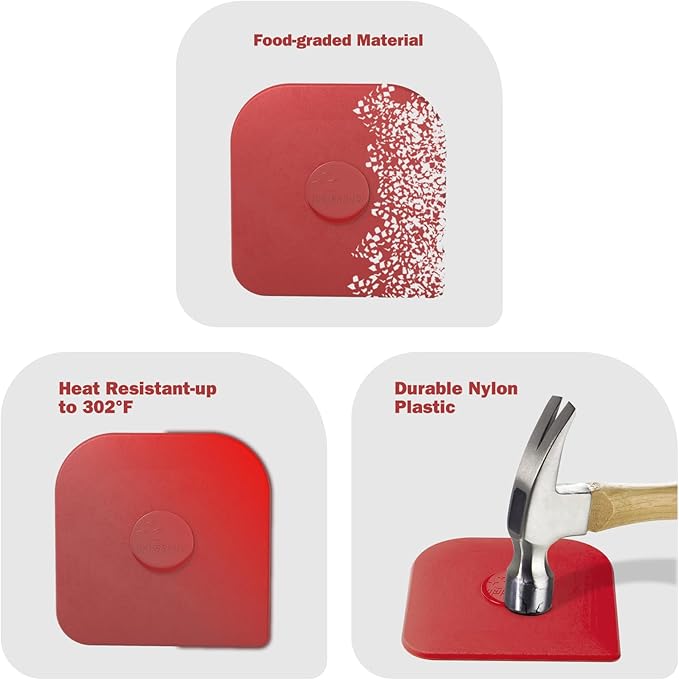 Pan Scraper, 5 Pcs Pot Scraper Plastic, Pot Scraper Non Scratch for Cast Iron, Pot and Pan Cleaning, Sturdy Scraper Kitchen Tool, Red