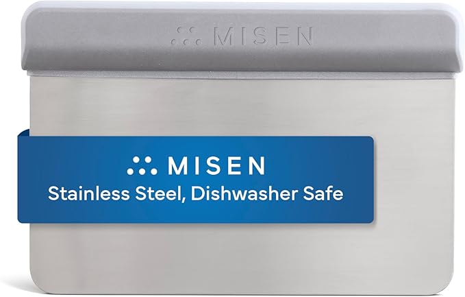 Misen Stainless Steel Bench Scraper - Versatile Food Scraper with Walnut Handle - Ideal for Kitchen, Pastry & Dough - Durable Cutting Board Scraper Tool - Effortless Transfer into Pots & Pans - Gray
