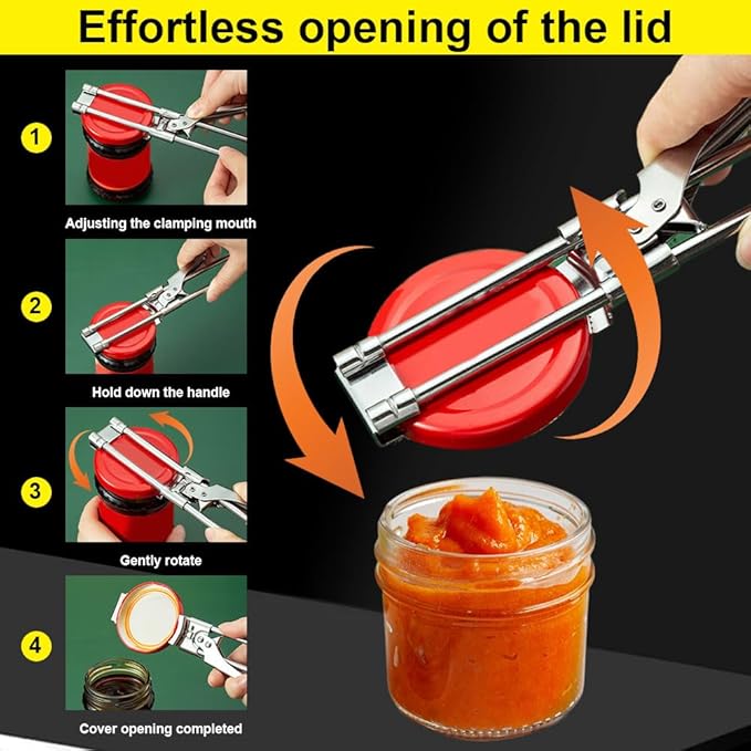 Adjustable Stainless Steel Jar Opener, 2026 New Multifunctional Stainless Steel Can Opener, Jar Lid Opener for Weak Hands, Jar Lid Gripper Bottle Opener Kitchen Accessories (2)