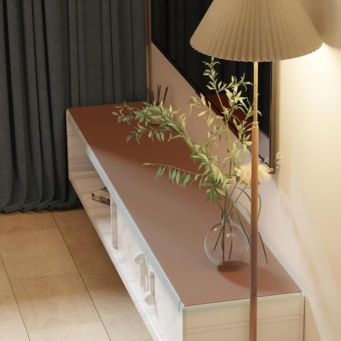 Leather Desk Mat,1.8mm Thick,12x66 Inch Desk Cover,Desk Protector Mat,Dresser Cover Top,Desktop Cover,Dresser Cover Top for Bedroom,Table Protector Mat(Brown+Gray,12×66)